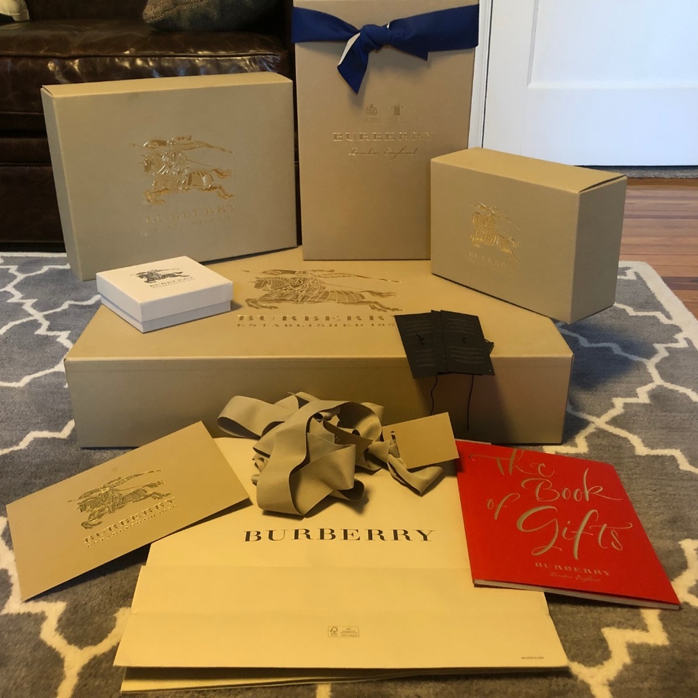 Burberry Thick Gift Boxes, Ribbon Tissue LOT